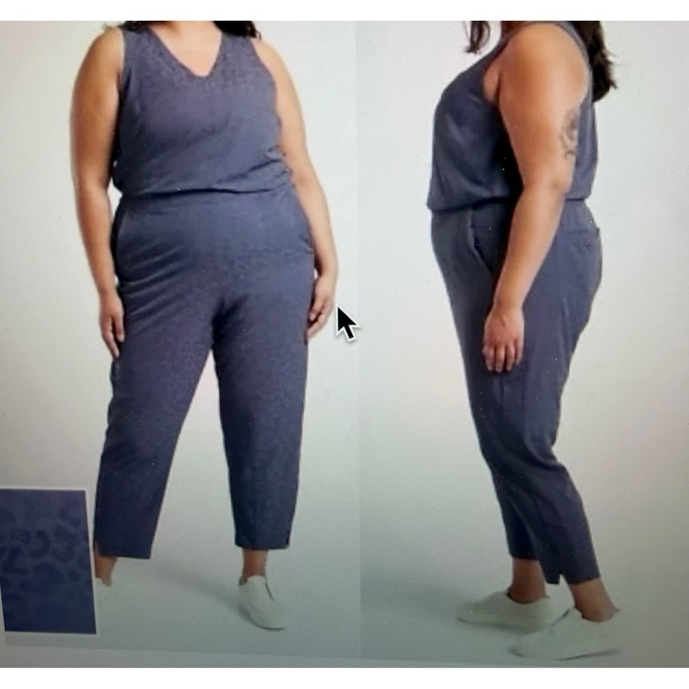 Athleta Brooklyn Textured Jumpsuit Dusk Violet Leopard Print Size 20 NWT